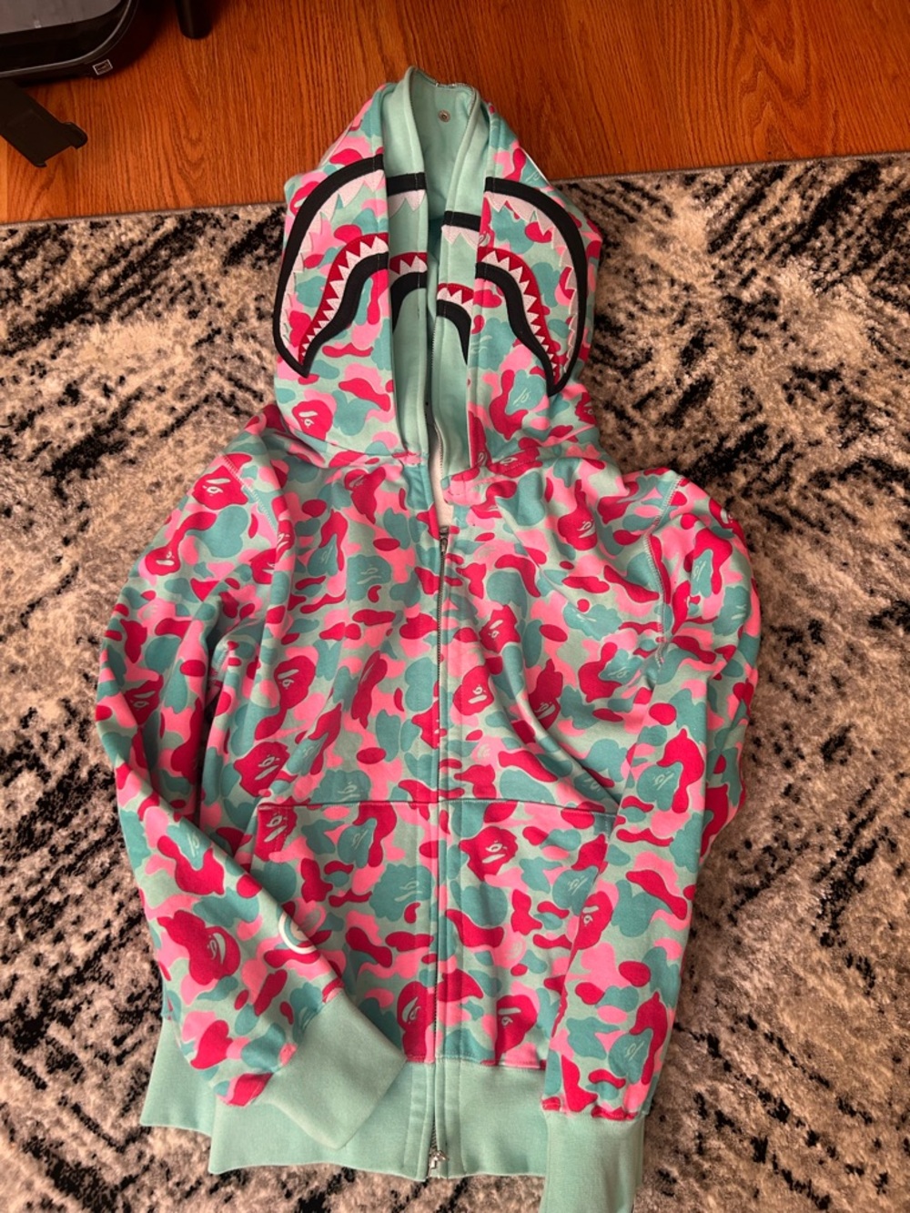 Bape Zip Hoodie in Aqua & Hot Pink Camo